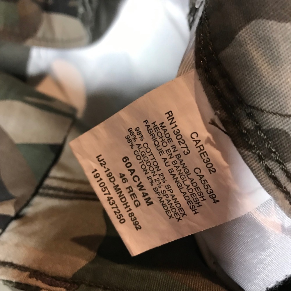 Wrangler Outdoor Mens Camo Cargo Shorts Green Brown Size 46 60ACW4M Stretch - Picture 5 of 12